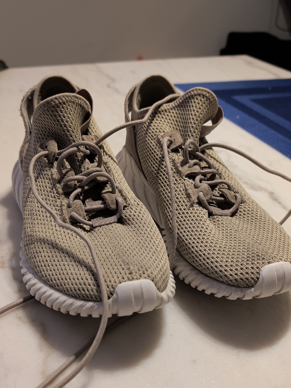 adidas Men's Tubular Sneakers in Tan with White Soles
